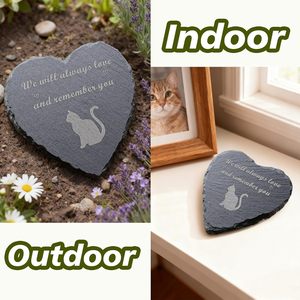 Lápida Conmemorativa para Gatos en Forma de Corazón, Silueta de Gato de 4 Pulgadas, Placa Conmemorativa para Jardín Exterior 'Siempre los Amaremos' - Product Image 4