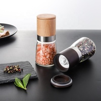 Moulin à poivre et à sel en bois de haute qualité, 140ml, verre ajustable