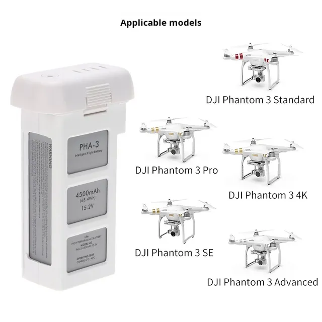 New Compatible with for Phantom 3 Series Drone Replacement Battery 4500mAh 15.2V Rechargeable ABS Material