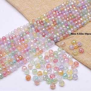 Cuentas de cristal facetadas para fabricación de joyería, pulsera de color caramelo, 8mm, 64 Uds./lote, imitación de piedra fragmentada, Rondell - Product Image 5