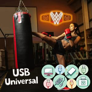 In Stock Insegna al Neon LED per Wrestling, Decorazione da Parete con Cinture e Loghi da Wrestling dai Colori Vivaci, Insegne al Neon Personalizzate - Product Image 6