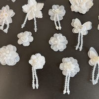 Patchs en cristal 3D fleur blanche papillon dentelle à coudre sur pendentifs à pampilles pour vêtements Hanfu accessoires de cheveux décoratifs
