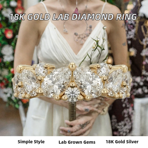 Bague de Cocktail de Luxe à Grappe Florale en Diamants de Laboratoire, Or 14K 18K, Pavé Multi-Pierres, pour Femme - Product Image 2