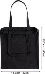Sac fourre-tout en toile recyclée, écologique, personnalisé, noir, pour courses, pain, épicerie, plage - Product Image 4