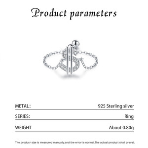 S925 Silver Dollar Sign <b>Ring</b> Pave Setting <b>Crystal</b> Rhinestone Unisex Hiphop Korean Ins Style Full Pave Dollar Chain <b>Ring</b> - Product Image 2