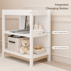 Lit bébé convertible moderne 4 en 1 en bois massif avec table à langer, cadre en bois, hauteur de matelas réglable - Product Image 3