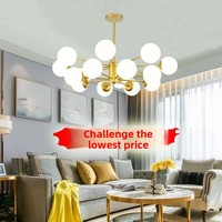 Lustre suspendu LED en fer doré Magic Bean avec télécommande, CRI élevé 90, température de couleur 3 tons, pour salle à manger, chambre à coucher, en acrylique