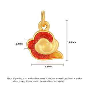 สร้อยคอทองคำไมโครแข็ง24K สไตล์จีนระดับไฮเอนด์สีทองเนื้อแข็งจี้รูปเมฆมงคล - Product Image 3