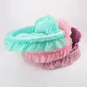 Wholesale cute girl lace soft sofa cute pink dog princess house bed