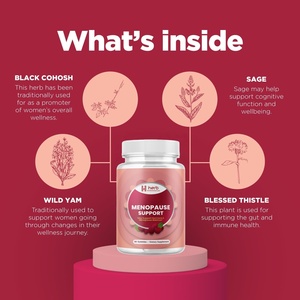 Vitamines pour soulager la ménopause chez les femmes adultes, marque privée OEM ODM, gommes à mâcher, cohosh noir, yam sauvage, trèfle rouge, 60 unités, aide à soulager - Product Image 4