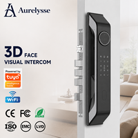 Aurelysse 3D gezichtsherkenning palmveen slimme deurvergrendeling voor aluminium deuren, 4,5 inch scherm, Tuya WiFi video-intercom, huisbeveiliging