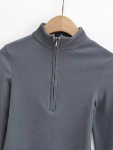 Top De Mujer stampato senza Moq t-Shirt <span class=keywords><strong>manica</strong></span> lunga <span class=keywords><strong>mezza</strong></span> altezza collo sottile maglia autunno <span class=keywords><strong>mezza</strong></span> cerniera comoda <span class=keywords><strong>camicia</strong></span> da <span class=keywords><strong>donna</strong></span> - Product Image 6