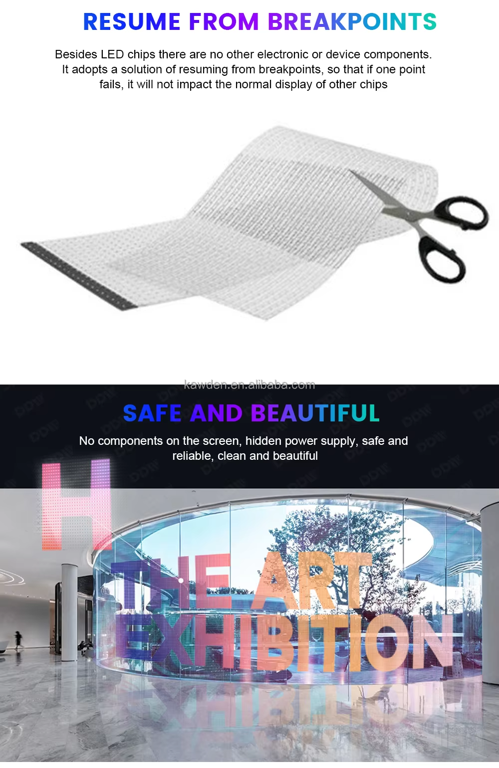 Display Rating Html Transparent LED Film - Flexible Waterproof IP65 Display