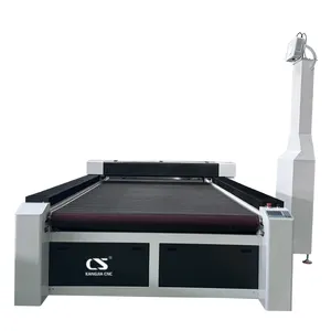Mesin pemotong laser tekstil rebluomkemampuan tinggi, perangkat pemotong laser pemberi makan otomatis untuk industri pakaian