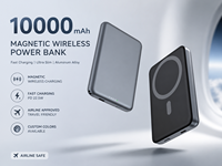 Batería Externa Magnética Ultrafina Inalámbrica de 10000 mAh con Carga Rápida, Carcasa de Aleación de Aluminio, Apta para Viajes en Avión, Color Personalizado