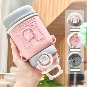 Bouteille d'eau isotherme portable en acier inoxydable 304 de 480 ml avec paille pour enfants, grande capacité, personnalisable pour étudiants, cadeau de vacances - Product Image 4