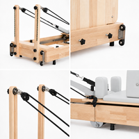 Reformer Pilates pliable en bois d’érable avec pieds réglables Machine de fitness professionnelle pour studio et maison