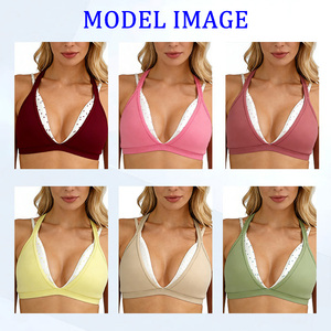 Ensemble de sport 2-en-1 à motif pois, double couche, avec brassière respirante et couleurs contrastées pour femmes, soutien-gorge triangulaire pour le sport et le Pilates - Product Image 2