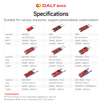 Daly Protection du système d'énergie solaire Carte de circuit imprimé PCBA Véhicule électrique LTO BMS 48V 20S 40A 80A 100A bms pour batterie au lithium