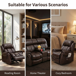 Set Divani Reclinabili Moderni da Soggiorno in Ecopelle con Massaggio, Divano a 2 Posti Manuale e Poltrona Reclinabile a 3 Posti, Set di Poltrone Rilassanti per Arredamento - Product Image 6