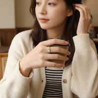 Bague ZG en laiton plaqué or avec perle coquillage mignonne, accent nano saphir et turquoise, pour usage quotidien, thème océan