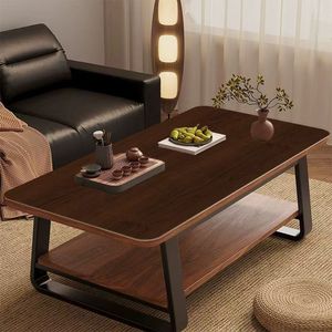 Mini sofá cuadrado de madera moderno, mesa auxiliar, rectángulo duradero, sala de estar Simple, mesa de centro de té para casa pequeña, casa de alquiler fácil - Product Image 3