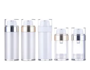 Luxury Plastic Acrylic Cosmetic Skincare Double Wall Airless Pump Bottle Set 30ml 50ml And Airless Pump Jar 15g 30g 50g 100g