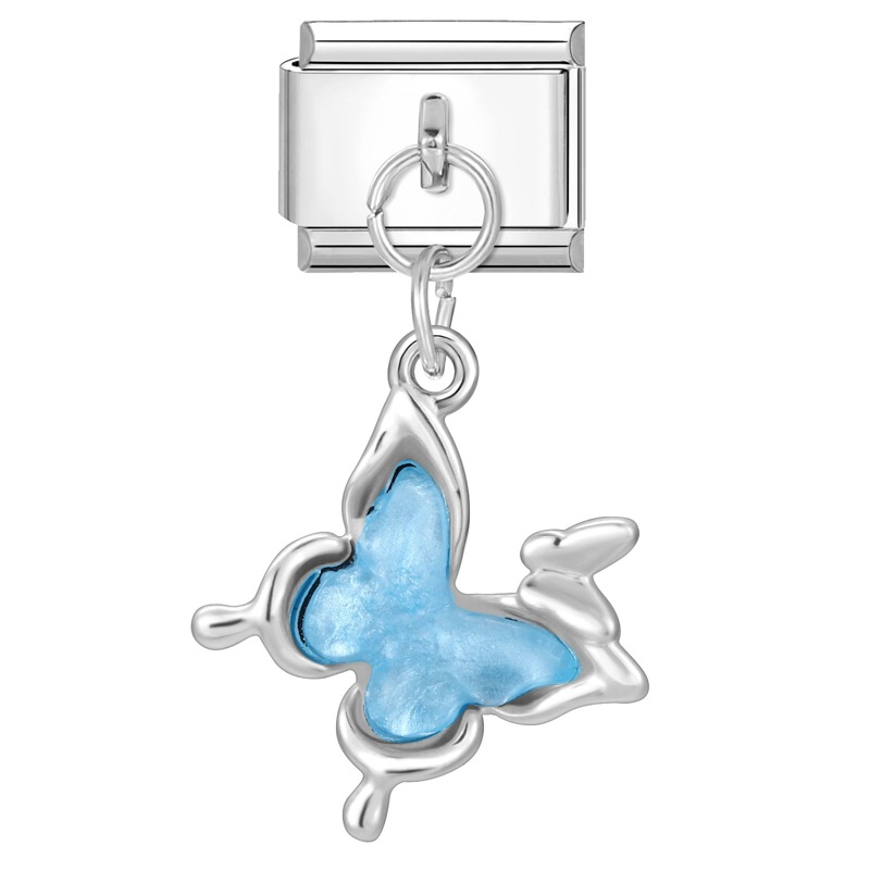Steel pendant-blue butterfly