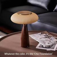 Lampe de table en verre style champignon Mid-Century, rechargeable sans fil, à LED tactile et intensité variable, pour chevet et bureau, design rétro