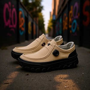 Chaussures à talons bas pour hommes, mocassins vintage en daim à talons bas, offrant plus de commodité pour le port, adaptés à un usage décontracté en hiver - Product Image 1