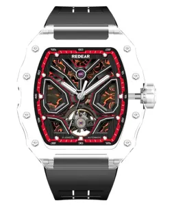 Customized logo men watch K9 crystal Low MOQ 100pcs mechanical wristwatch carbon fiber dial 30M waterproof automatic watch uhr