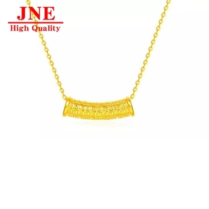 Colgante de oro 999 Baifu Tube Smile, collar 3D de oro duro con la palabra Fu en forma de codo para amigos mayores, venta al por mayor - Product Image 4