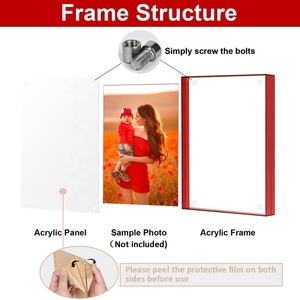 Magnifique cadre <span class=keywords><strong>photo</strong></span> magnétique rotatif double face en acrylique, présentoir flottant pour table, pour la maison - Product Image 2