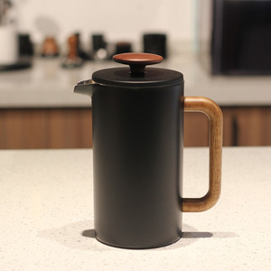 Cafetière de presse française d'acier inoxydable avec le manche en bois - Product Image 6