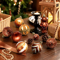 Ensemble de 46 boules de Noël en plastique, décorations peintes incassables pour sapin de Noël avec un adorable ours, décoration de fête de Noël