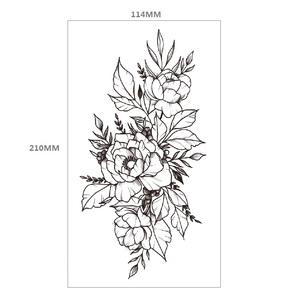 Tatuajes Temporales Impermeables Negros con Diseño Floral de Media Manga, Rosa y Mariposa, Arte Corporal para Mujeres - Product Image 5
