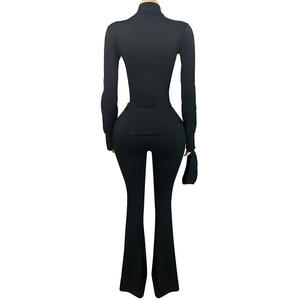 เซ็ตกีฬา2ชิ้นสำหรับผู้หญิงชุดออกกำลังกายสองชิ้นเสื้อแจ็กเก็ตนิ้วโป้งมีรูเปิดกางเกงสำหรับผู้หญิงพร้อมสายคาดศีรษะ - Product Image 5