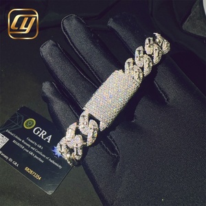 Hip Hop <b>Iced</b> <b>Out</b> Moissanite 14mm 925 Sterling Silver VVS Moissanite Diamond Cuban Link <b>Chain</b> Hip Hop Jewelry Bracelet Cuban Link - Product Image 6