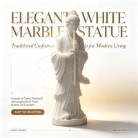 Statue de flûteur en marbre blanc haute densité, style classique chinois, sculpture artisanale élégante pour ornement de villa de luxe