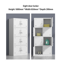 Armoire de rangement en acier à 8 portes, design moderne, construction durable, structure modulaire autoportante, serrure à clé - Rangement commercial pour bureau