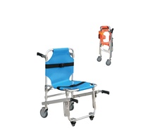 Chaise-Brancard d'Urgence Manuelle en Alliage d'Aluminium à 2 Roues, Pliable, Certifiée CE pour un Transport Sûr des Patients dans les Escaliers