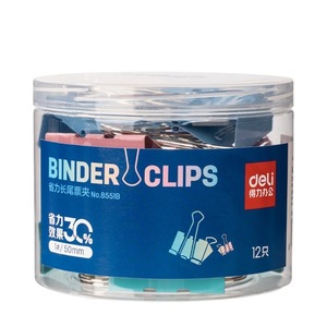 Clips de reliure Deli 50 mm en métal à queue longue, fournitures de bureau, paquet de 12 - Product Image 5