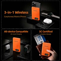 Power Bank Nirkabel Magnetik Portabel dari Aluminium Alloy 5000mAh 10000mAh Ultra Tipis PD20W Pengisian Cepat B2B dengan Stand Logo Kustom