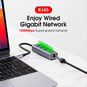 Ur010 loại C HUB 4-Port USB C <span class=keywords><strong>Card</strong></span> Mạng Adapter với Gigabit cổng LAN cho <span class=keywords><strong>MacBook</strong></span> <span class=keywords><strong>Pro</strong></span> máy tính xách tay bán buôn - Product Image 3