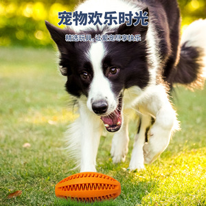 <b>Dog</b> Chew Toy Teeth Cleaning Rugby <b>Ball</b> Orange Medium Size Teething Pet Toy - Product Image 4