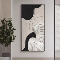 Peinture abstraite de luxe, art mural moderne noir et blanc, peinture sur cristal pour la décoration de la chambre à coucher et du salon