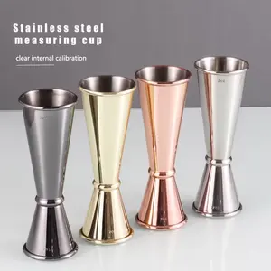 Double Ended Measuring Cup 1oz/2oz Stainless Steel 304 Roll Rim Cocktail Bar Jigger With Inside And Out Scale For Party