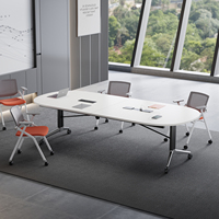 Table de conférence moderne en bois massif Mekia - Réglable, écologique, pliable, garantie 5 ans, 10 places, pour la maison/le bureau