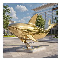 Sculpture de requin en acier inoxydable poli miroir personnalisable, statue d'animal marin sur mesure pour la décoration des places publiques et des aquariums
