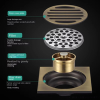 Grille de sol de toilette et drain de baignoire en acier inoxydable 304 moderne de 10*10 cm, anti-odeur et anti-corrosion pour salle de bain